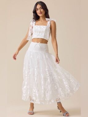 Altar'd State Braxlin Embroidered Midi Skirt